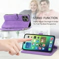 thumbnail image 5 of Cowithday for Apple iPhone 15 Pro Wallet Case for Women Men, iPhone 15 Pro Cover, Embossed PU Leather Magnet Buckle Card Slots Zipper Pocket Lanyard Wrist Strap Handbag Slim All-inclusive Case, Purple, 5 of 7