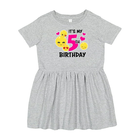 Inktastic Its My 5th Birthday with Smiling Emoticon Girls Toddler Dress