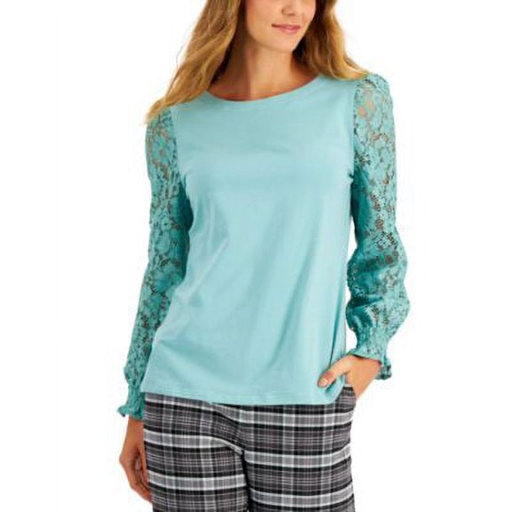 Charter Club Petite Lace-Sleeve Boat-Neck Top, Size Petite Small