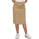 thumbnail image 1 of Faldas de mezclilla para mujer Inspire Chic, de cintura alta, con cremallera, abertura trasera, midi, con bolsillos, color caqui, talla M, 1 of 6