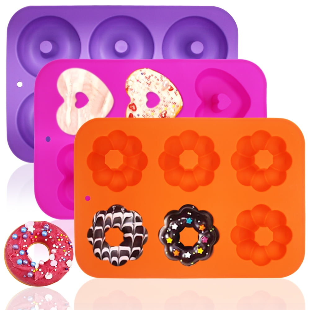 3 Pack Silicone Donut Pan for Baking Donut Maker, FineGood Silicone