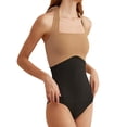 thumbnail image 3 of FOCUSNORM Combinaison Short pour Femmes Maillot de Bain Couleur Contrastante Sans Manches à Encolure Licou Dos Nu Justaucorps Maillots de Bain Été Tenue de Bain Bikini, 3 of 8