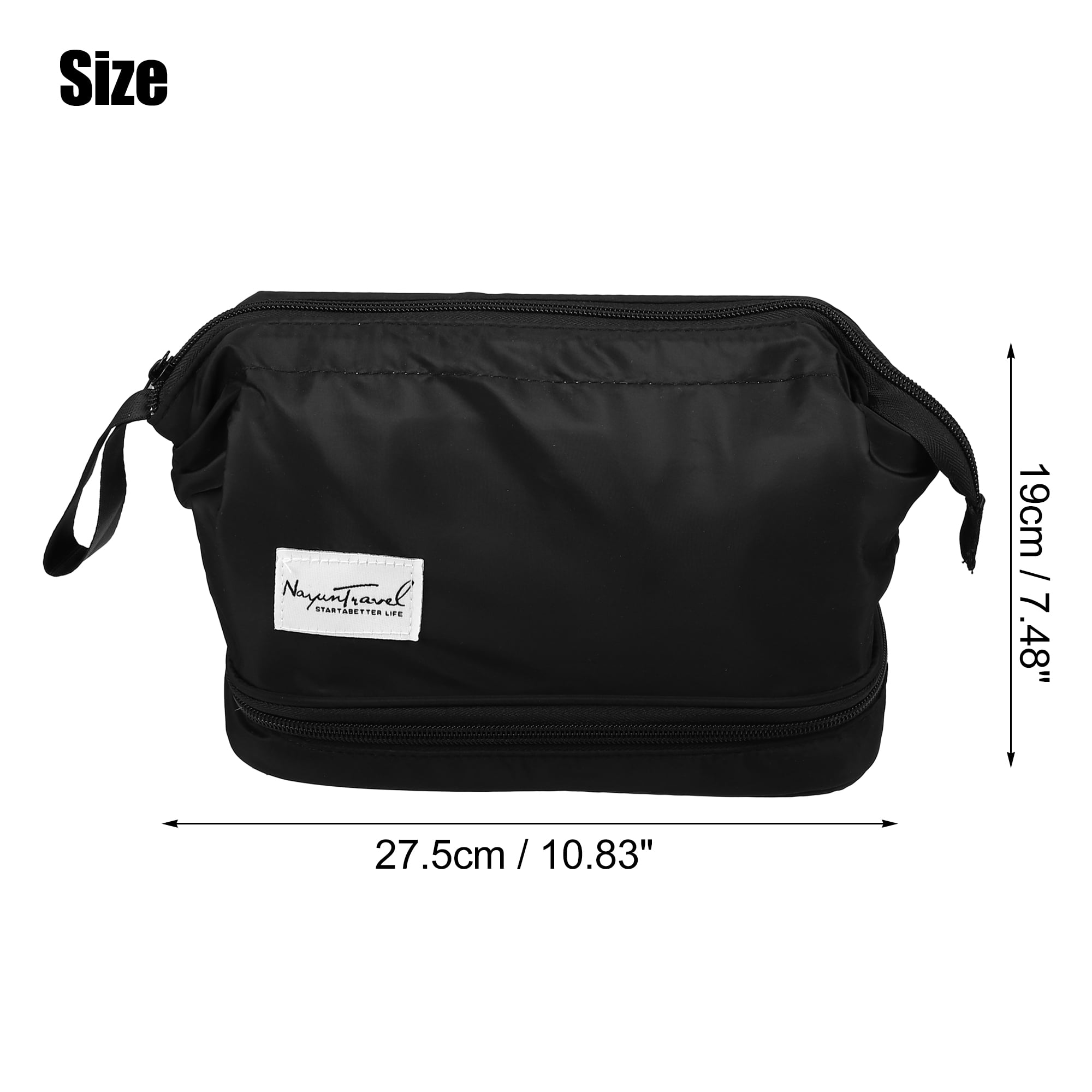 Unique Bargains Floral Makeup Bag Zipper Flower Cosmetic Pouch Black