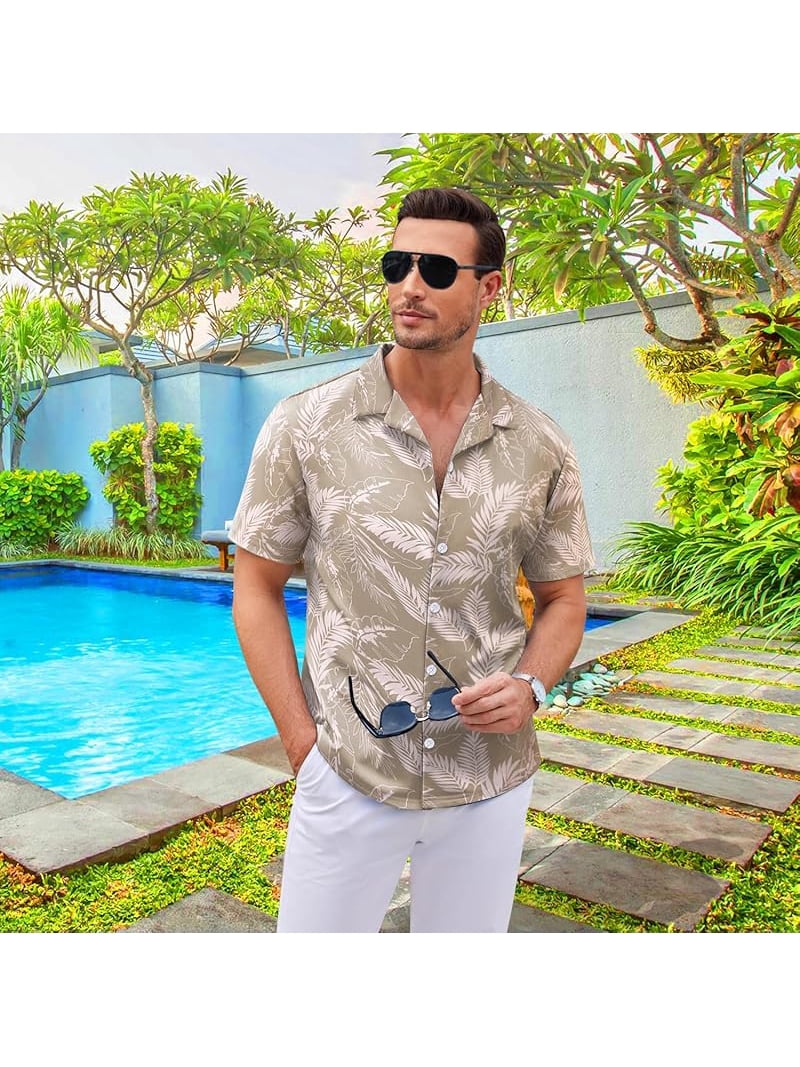 beach dress for men near me Hisdern Men's Short Sleeve Burgundy Casual Linen Shirts for Summer Beach XL