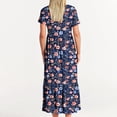 thumbnail image 6 of Viikei Womens Summer Dresses Plus Size,Women's Floral Print Short Sleeve Dress,Women's Printing Casual Short Sleeve Crewneck Dress Flowy Tiered Maxi Beach Dress with Pockets Navy S, 6 of 6