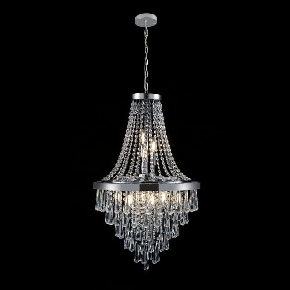 ACE-LIGHTS,Chrome Crystal Chandeliers(Bulbs Not Included),Large Contemporary Luxury Ceiling Lighting for Living Room,Dining Room,Bedroom,Hallway(Chrome)