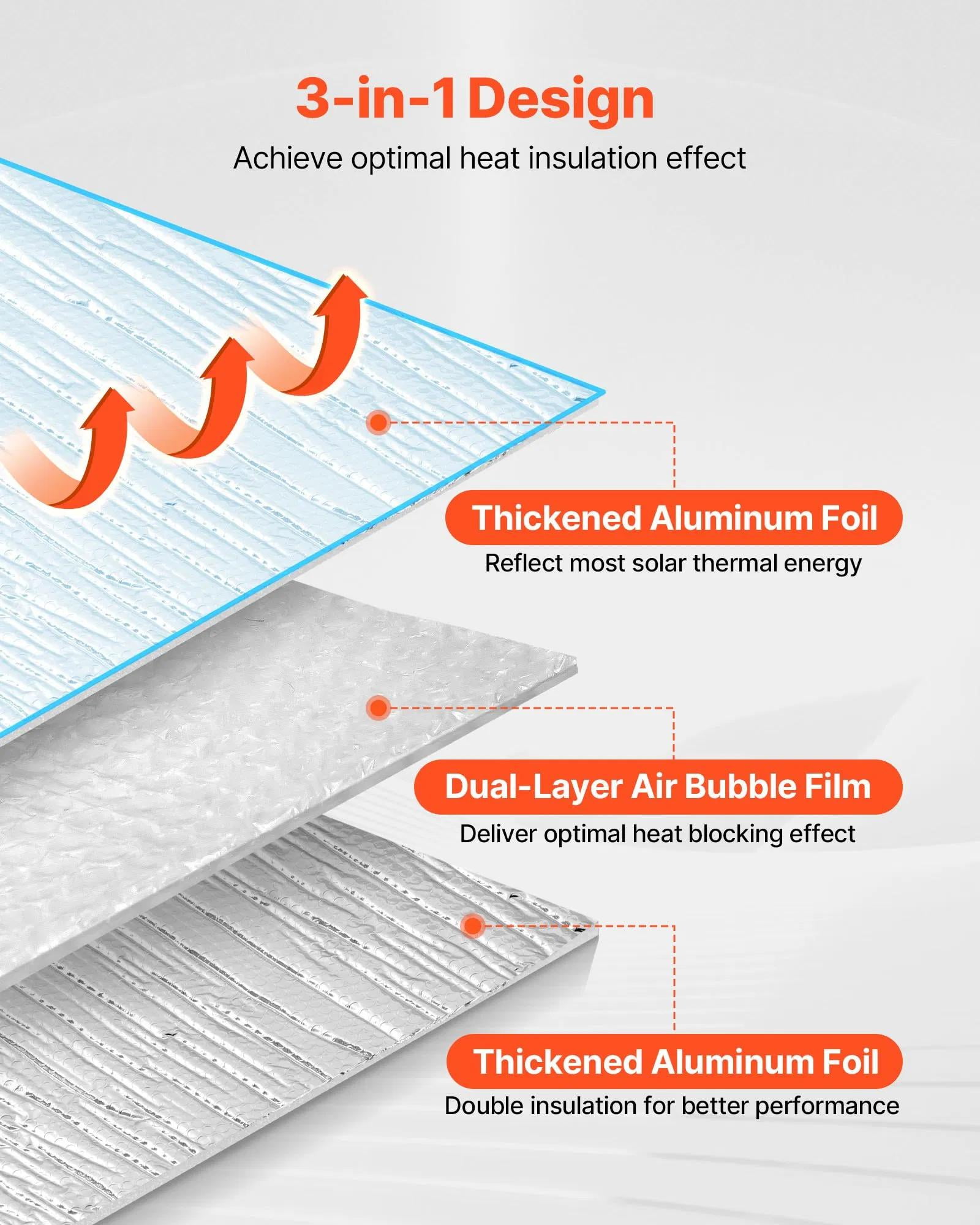 Double Reflective Insulation Sheet, 16Pcs Double Sided Aluminum Foil Radiant Barrier, Dual Layer Air Bubble Heat Reflective Shield, Thermal Insulation Rolls for Garage Door Window RV Roof