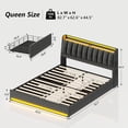 thumbnail image 2 of Queen Bed Frame with LED Lights & 4 Drawers, Upholstered Platform Queen Bed Frame with Storage Headboard & Charging Station, Light up Metal Bed Frame Queen Size, No Box Spring Needed, Dark Grey, 2 of 9