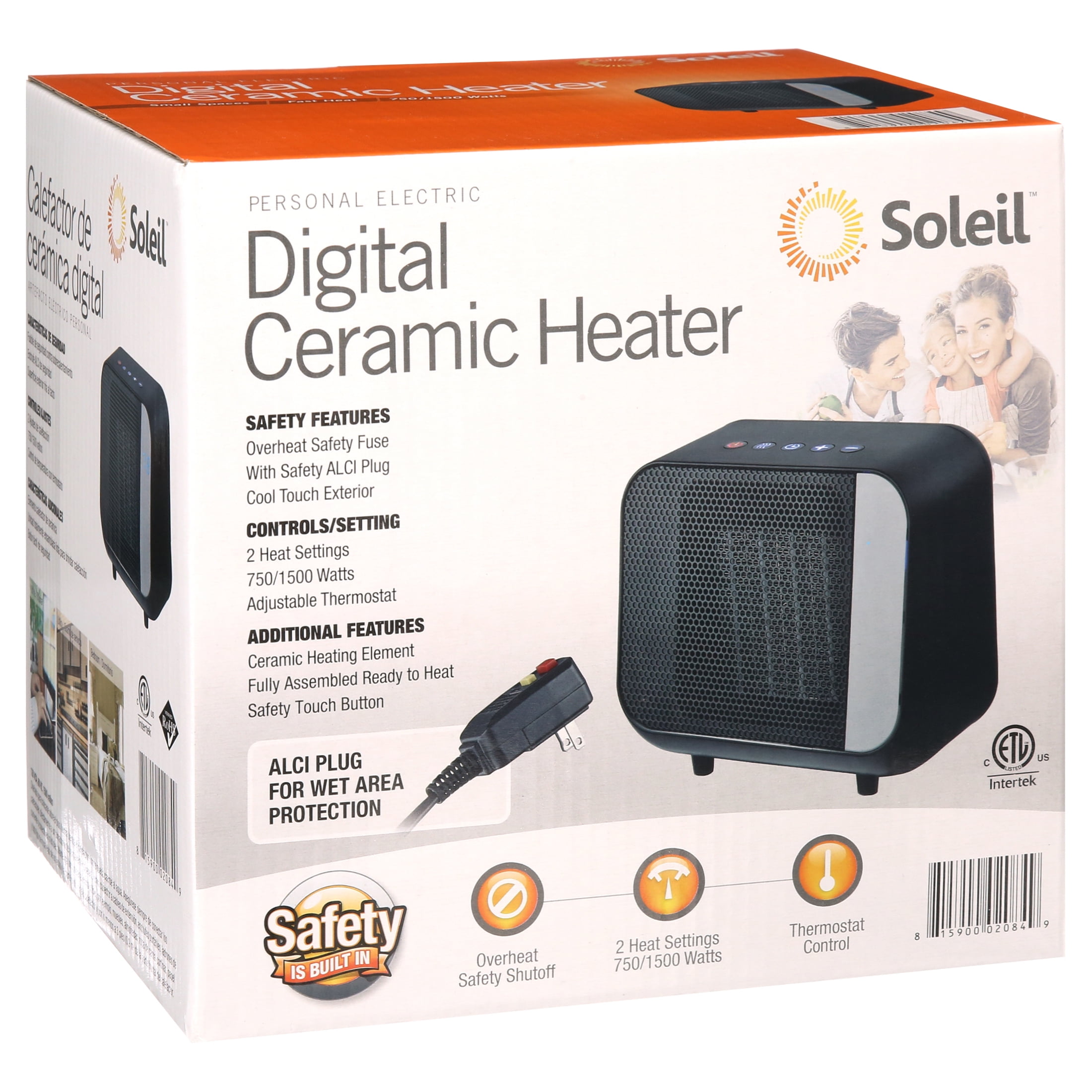 Soleil Electric Digital Ceramic Heater 1500W Indoor Black
