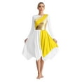 thumbnail image 2 of Aiihoo Women Praise Tunic Overlay Long Sleeve Metallic Patchwork Lyrical Dance Dress Yellow S, 2 of 7