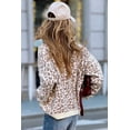thumbnail image 2 of Khaki Leopard Drop Shoulder Chunky Knitted Cardigan Sweater for Women | [ZhiHiMeRi] | L, 2 of 12