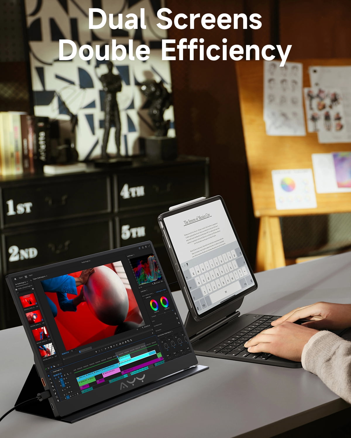 Memzuoix Portable Monitor, 15.6"1080P FHD USB-C, HDMI Display HDR IPS Gaming Monitor w/Premium Smart Cover & Screen Protector,Dual Speakers, VESA Moutable for Laptop PC MAC Phone PS4 Xbox Switch