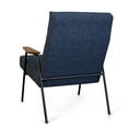 thumbnail image 5 of Gingko Melbourne Modern Mid Century Blue Lounge Chair with Walnut Wood Armrests and Black Steel Legs (Upholstered Seat), 5 of 6