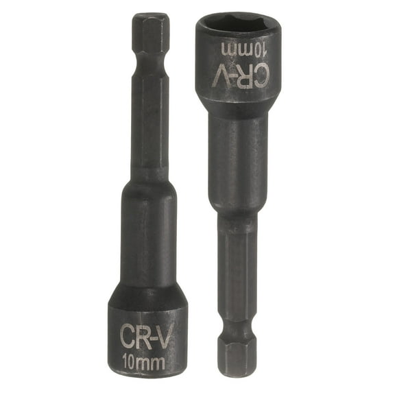 2Pcs 1/4 Hex Shank 10mm Magnetic Hex Socket 65mm Length, CR-V Steel Quick-Release Impact Driver Socket Wrench Screw for Impact Drill Power Nut Setter