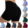 thumbnail image 3 of Lovskoo Women's Biker Shorts with Pockets Scrunch Butt High Waisted Leggings Soft Spandex Workout Yoga Athletic Bicycle Leggings Shorts for Running Sky Blue, 3 of 3