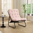 thumbnail image 5 of Leumius Patio Outdoor Lounge Chair with Ottoman, Comfy Sling Recliner Chair with Puffy Cushion and Foot Stool for Living Room Bedroom Reading Room Pink, 5 of 7