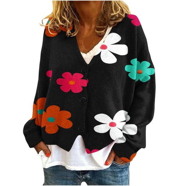 Puntoco Chaqueta De Punto Informal Con Botones Y Estampado De Otoño E Invierno Para Mujer, Abrigo De Felpa