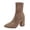 Khaki, variant on Womens High Heel Ankle Boots Pointed Toe Chunky Heel Stretch Booties Zip Up Square Toe Dress Boots Fashion Booties (Black, 6.5)