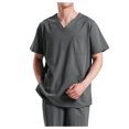 thumbnail image 3 of Playeras Cuello V Para Hombre, Conjunto De 2 Piezas De Camiseta De Manga Corta Con Cuello Redondo Y Pantalones Cortos Con Cordón Y Estampado De Letras Y Números, Adecuado Para El Verano, 3 of 6
