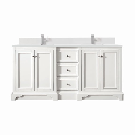 James Martin Vanities 825-V72-1Wz De Soto 72" Double Basin Poplar Wood Vanity Set - White