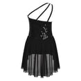 thumbnail image 2 of YIZYIF Kids Girls Sequins Figure Skating Dress One Shoulder Dance Gymnastics Competition Leotard Dress Black 14, 2 of 7