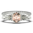 thumbnail image 1 of Gorgeous Boho & hippie 2.00 Carat Oval Cut Vintage Look Morganite And Diamond Moissanite Engagement Ring Set, Wedding Ring in 925 Sterling Silver With 18k White Gold Plating, Promise Ring, 1 of 3