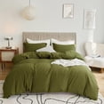 thumbnail image 1 of Olive Green Duvet Cover Full Comforter Cover Sets Soft Breathable Washed, 1 of 9