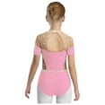 thumbnail image 3 of LiiYii Kids Girls Sparkly Short Sleeve Gymnastics Leotard Athletic Ballet Dance Bodysuit Figure Skating Jumpsuit Pink 8, 3 of 6