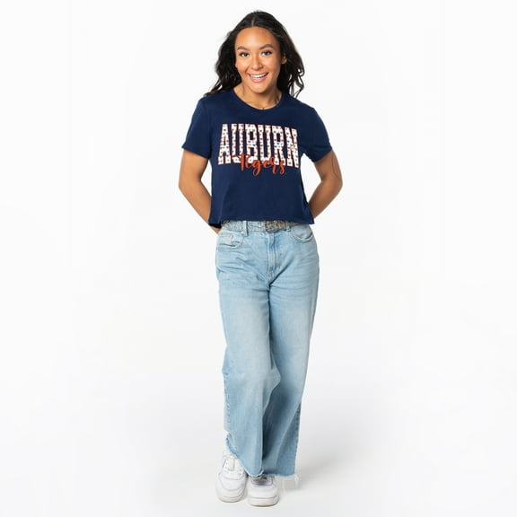Women's ZooZatz Navy Auburn Tigers Cropped T-Shirt