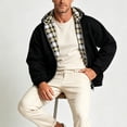 thumbnail image 2 of Ozmmyan Mens Hooded Jacket Plaid Lined Zip Up Sweatshirt Long Sleeve Casual Coat Winter Fall Outerwear with Pockets, 2 of 4