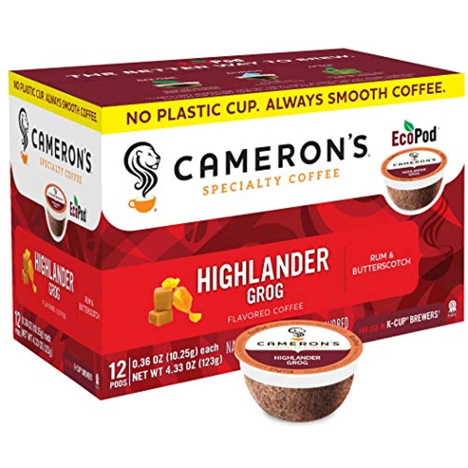 Camerons Coffee Single Serve Pods, Flavored, Highlander Grog, 12 Count (Pack Of 1)