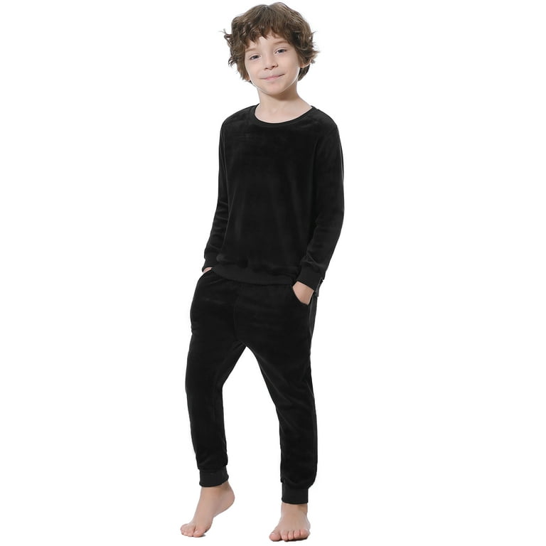 Uniexcosm Kids Long Sleeve Velvet Pajamas Sets for Girls Boys Velour PJs  Sleepwear S-XXL