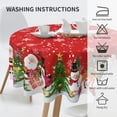 thumbnail image 5 of Merry Christmas Round Tablecloth 60 Inch Funny Santa Snowman Reindeer Table Cloth for Kitchen Dining Xmas Trees Winter Snowflakes Polyester Table Cover for Holiday New Year Picnic Decor, 5 of 6