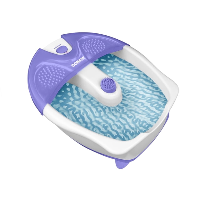 Conair Baño de spa para pies con pedicura calmante con masaje de vibración calmante, masajeador de pies relajante de lavabo profundo con chorros, azul/blanco
