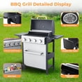 thumbnail image 4 of Furnibear 4 Burner BBQ Propane Gas Grill, Stainless Steel 34,200 BTU Patio Garden Barbecue Grill with 2 Foldable Shelves, Spice Rack, 4 of 9