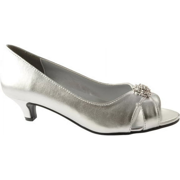Benjamin Walk 848231013075 Touch Ups Womens Dot Pump, Silver - Wide 7