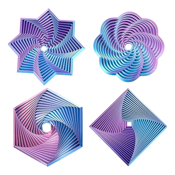 CYFW 4Pcs Figette Toys Adults,3D Printed Fidgets,Sensory Fidget Star,Adhd Tools for Adults,Red blue