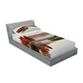 thumbnail image 2 of Ambesonne Fall Fitted Sheet & Pillow Sham Set, Idyllic Countryside View, Twin, Multicolor, 2 of 2