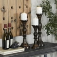 thumbnail image 3 of DecMode 3 Candle Black Mango Wood Candle Holder, Set of 3, 3 of 13