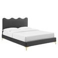 thumbnail image 2 of Modway Current Performance Velvet Twin Platform Bed in Charcoal, 2 of 10