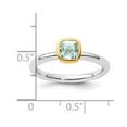 thumbnail image 2 of 925 Sterling Silver Bezel Polished Stackable With Gold PlatedAquamarine Ring Size 5 Stackable Ring for Women, 2 of 2