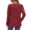 thumbnail image 5 of Womens Tops Women's Solid Color Casual Knit Pullover Puff Long Sleeve T-Shirt Tops, 5 of 8