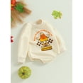 thumbnail image 3 of Wassery Infant Baby Girls Halloween Costume 6M 12M 18M 24M Newborn Girl Jumpsuit Long Sleeve Round Neck Letters Pumpkin Print Pullovers Bodysuit Fall Casual Clothes 0-24M, 3 of 8
