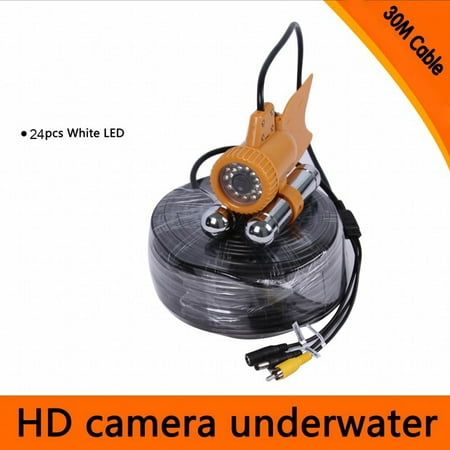 20m Camera - 20M / 30M Cable Underwater Fishing Color Video 600TVL SONY CCD Camera 24pcs White LEDs Nightvision Waterproof Fish Finder