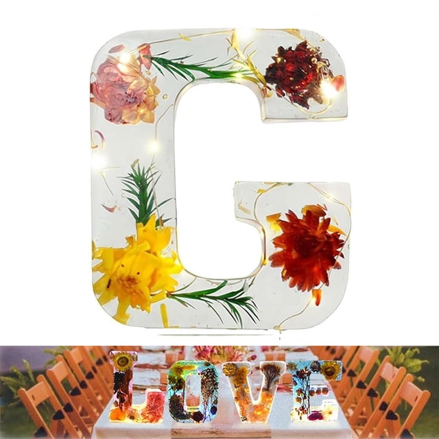Handmade Floral Night Light Floral Resin Night Light Letter Floral Resin Night Light Flower Resin Letters With LED Light Floral Battery Operated Night Lights First Apartment Must Haves Sensory Room