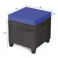 thumbnail image 3 of Barara King Wicker Ottomans, Outdoor Patio Ottomans, Foot Stool, 2 Pieces Patio Rattan Ottoman Set with Removable Cushions-Navy, 3 of 8