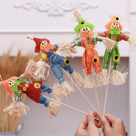 Decoración de Halloween Jadeshay espantapájaros de pie 4 piezas diseño elevado