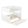 thumbnail image 2 of Bellemave Full Over Full Bunk Bed with Twin Trundle, Platform Wood Captain's Bed with Ladder & Full Length Guardrails, Can be Convertible to 2 Full Beds, Three Beds for Teens, Adults, White, 2 of 8