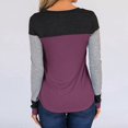 thumbnail image 3 of Gibobby Playera Térmica Ligera Camiseta ajustada de cuello redondo de manga larga con bloqueo de color de otoño e invierno（Morado， L), 3 of 4