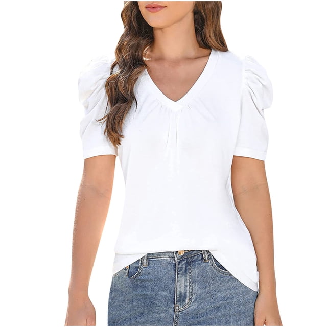 Birdeem Haut pour Femmes Printemps/été Mode Décontractée Ample à Col en V à Manches Courtes